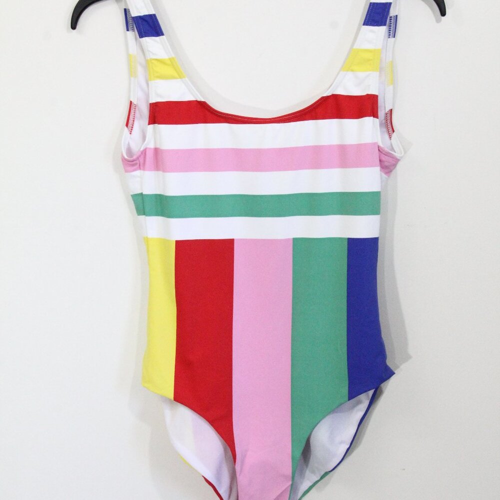Onia One Piece Swimsuit XL New Women Striped Bathing Suit Rainbow colorful Kelly - Picture 4 of 11